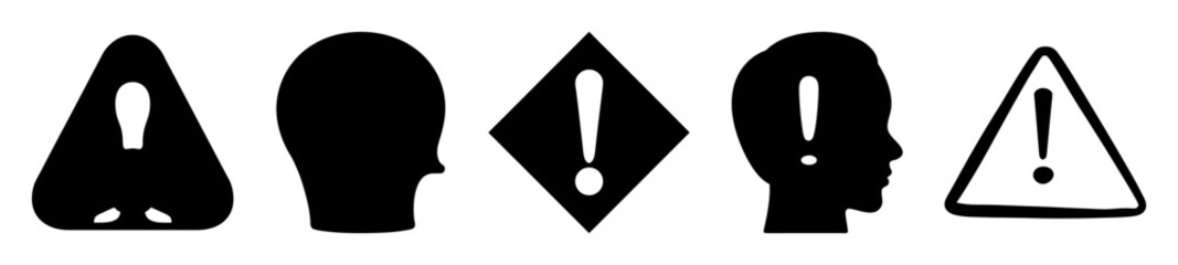 Black and White Visual Representation of Attention Awareness and Alert Symbols