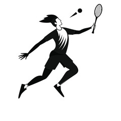 Vector Illustration of Badminton Player in Action Pose