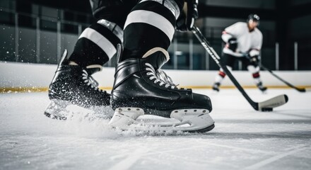 Hockey Player's Speed Creates Frozen Spray on Icy Rink