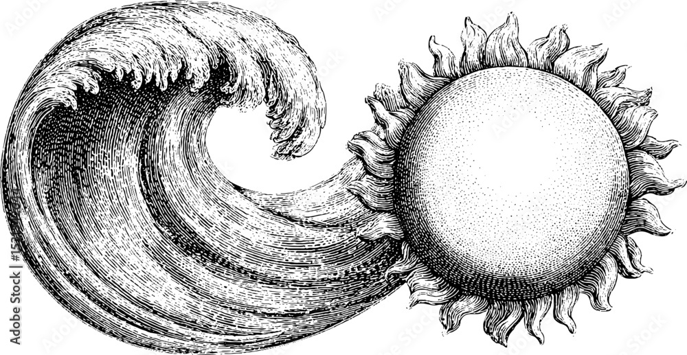 Poster intricate yin yang swirl and sun spiral design - fractal and coil patterns