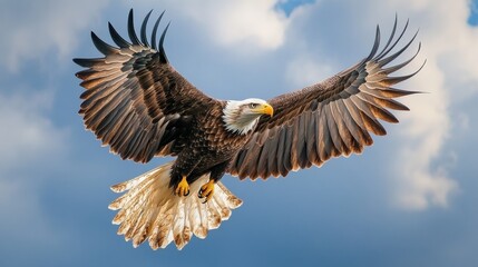 A large eagle is flying in the sky