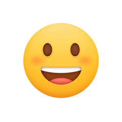 Fototapeta premium Flat-style emoji with a friendly smile, expressing happiness or friendliness. Isolated on white background.