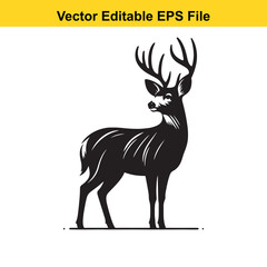 Majestic Silhouette of a Deer with Antlers