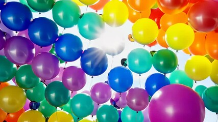 Bright abstract background of jumble of rainbow colored balloons celebrating gay pride. motion video. - Powered by Adobe