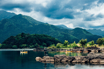 Fishing on the edge of the mountain