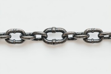 Obraz premium Metal chain stretches across a white background