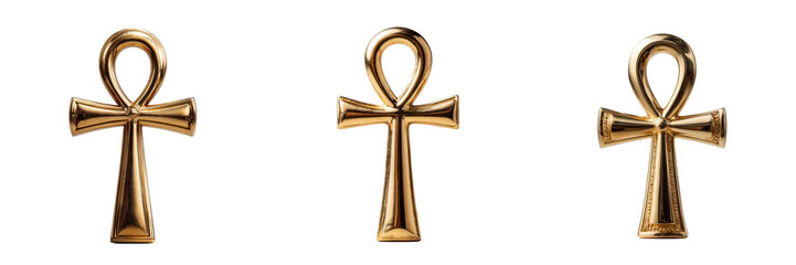 Golden Ankh Symbols on Transparent Background for Spiritual Concepts 