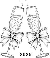 champagne glasses with flowers