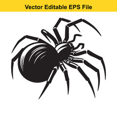 A Black and White Vector Illustration of a Spider