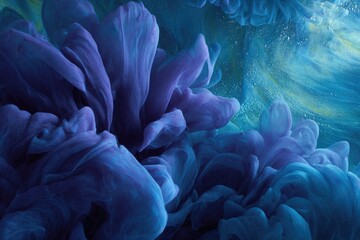 Abstract ink swirls in shades of blue and purple