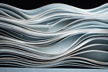 Obraz premium Close-up of wavy layers of light gray paper