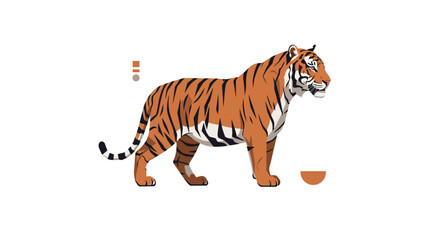 Naklejka premium Illustration of a Striped Tiger in Profile, Wildlife Art, Nature, Vibrant Colors, Animal Illustration, Creative Design