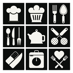 Minimalist Chef and Kitchen Equipment Icons – Vector Illustration Pack