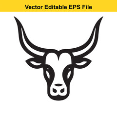 Stylized Bull Head Vector Illustration: A strong and bold graphic design