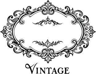 Elegant Vintage Floral Frame Ornate Border Design for Invitations, Cards, and More