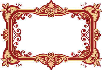 Elegant Ornate Frame Red and Gold Decorative Border Design