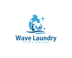 laundry logo creative clean wash clothes design concept wave