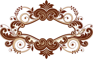 Elegant Brown and Beige Floral Frame Design, Ornate Decorative Border