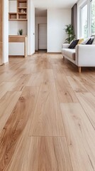Minimalist Interior Design with Light Wooden Flooring and Natural Light Creating a Bright and Airy Ambience.