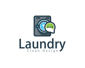 laundry chat logo creative design concept business clean and wash