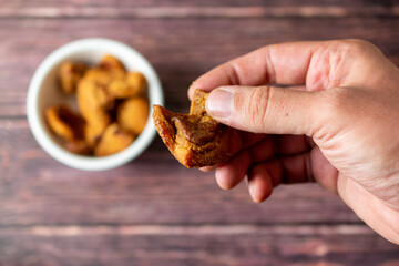 Traditional hungarian pork cracklings - crispy fired of rendered pork fat