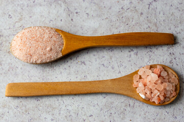Himalyan salt on a wooden spoon