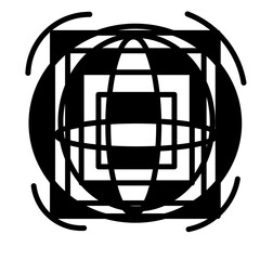 globe with black lines on white background