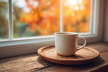 Fototapeta premium Warm autumnal drink by a window