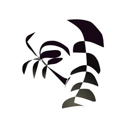 illustration of coconut tree with black and white background