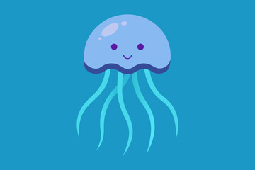 Cute cartoon jellyfish illustration for kids