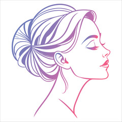 Elegant Beauty Salon Logo, Minimalist Line Art of a Woman's Face