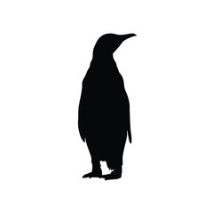 Obraz premium Black Silhouette of a Penguin Standing on White Background
