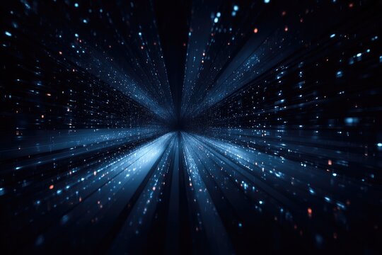 Dark tunnel, glowing particles, radial blur - Powered by Adobe