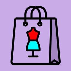 Obraz premium bag background dress graphic inside on form with Shopping icon lavender Flat Laundry