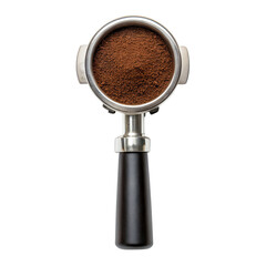 Portafilter with Coffee Grounds Isolated, Cut Out