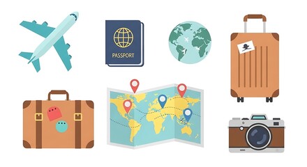 "World Travel Essentials – Flat Vector of Tourism Icons"

