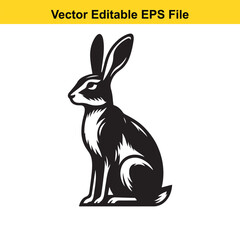 Obraz premium A majestic black and white illustration of a sitting hare, perfect for logos or other design projects