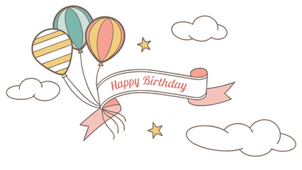A Happy Birthday Celebration with Balloons and Clouds