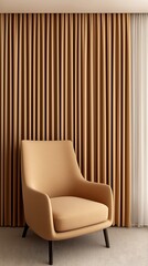 Comfortable Interior Design Featuring a Stylish Armchair, Modern Curtains, and Soft Lighting for a Relaxing Atmosphere.