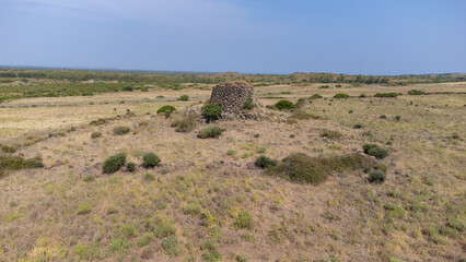 nuraghe structure in Narbolia&rsquo;s rural landscape, central-western Sardinia.