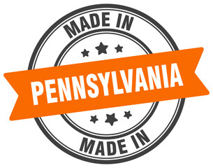 Made in Pennsylvania round sign. Made in Pennsylvania stamp.