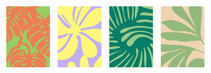 Abstract creative concept of flowers colorful poster set. Modern art vector texture background for ads, banner, cover, label, poster, sales, social media, flyer, interior. Ideal template design.