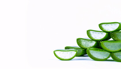 Aloe Vera  slices on white background