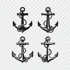 anchor black silhouette vector, Simple silhouette Design vector icon with white background