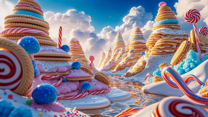 AI-generated images of a candy and cookie wonderland