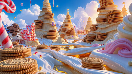 AI-generated images of a candy and cookie wonderland