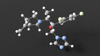 efinaconazole molecule 3d, molecular structure, ball and stick model, structural chemical formula antifungal