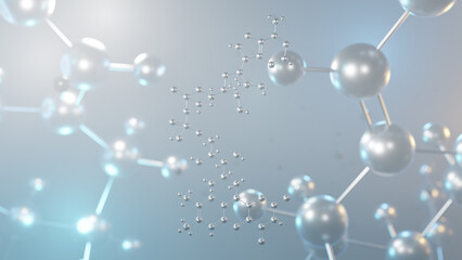 flavin adenine dinucleotide molecular structure, 3d model molecule, redox-active coenzyme structural chemical formula view from a microscope