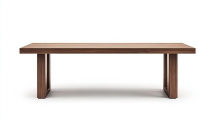 Fototapeta premium top wooden long table isolated on white background Brown desk. copy space available