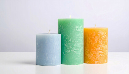 Set of Three Pastel Pillar Candles